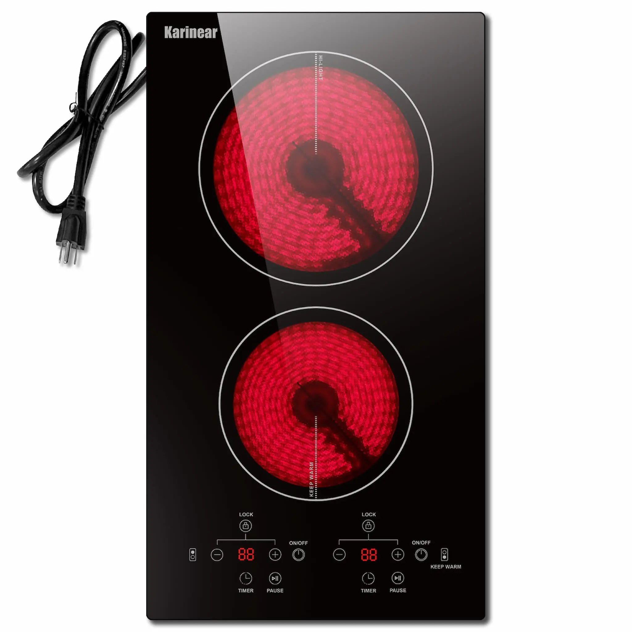 Karinear Portable Double Burner Electric Induction Hob - Kitchen Appliance with 9 Power Levels, Sensor Touch Control, Child Safety Lock, Timer, Over-Temperature Protection tiktokshopbacktoschool