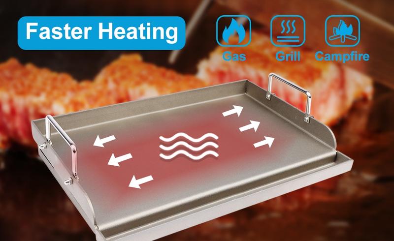 ELF GRILL 25"x16" Outdoor Flat Top Griddle Pan - Heavy-Duty Metal Cookware Compatible with Gas Grills, Stoves, Charcoal Grills & Camping Gear | Must-Have BBQ Accessory