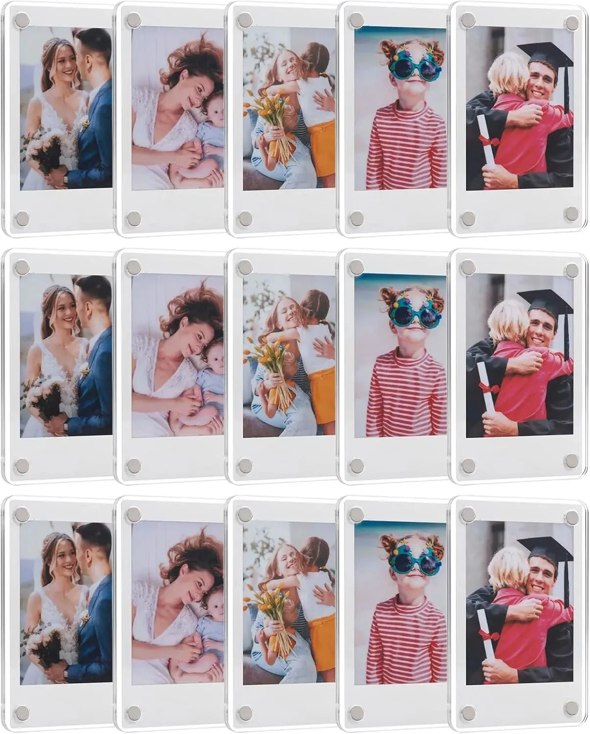 Acrylic Fridge Magnetic Frame for Polaroid, 2.36x3.54 In Mini Picture Frames for Fujifilm Instax Mini, Double Sided Photo Refrigerator Magnet Picture Frame Clear Picture Display Frame