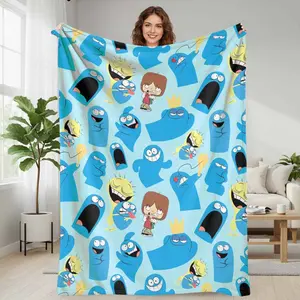 Foster's Home for Imaginary Friends Cartoon Character Flannel Blanket with Colorful Animated Pattern Soft Cozy Lightweight Warm for Sofa Bedroom Travel Office Gift
