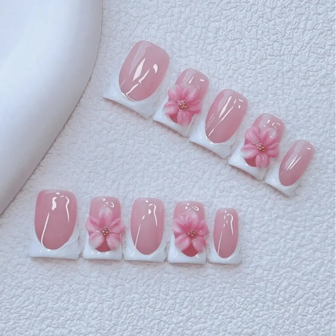 10-Piece Y2K Style Duckbill Nail Art Sticker Set, Handmade French Manicure & Floral Nail Designs, Nail Design Stickers, Perfect for Women & Girls