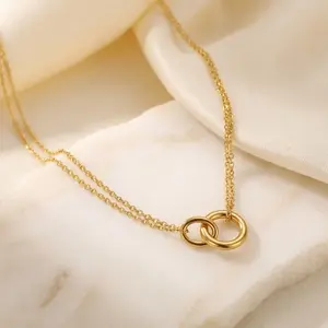 ALB Custom Double-Layer Circle Pendant Necklace