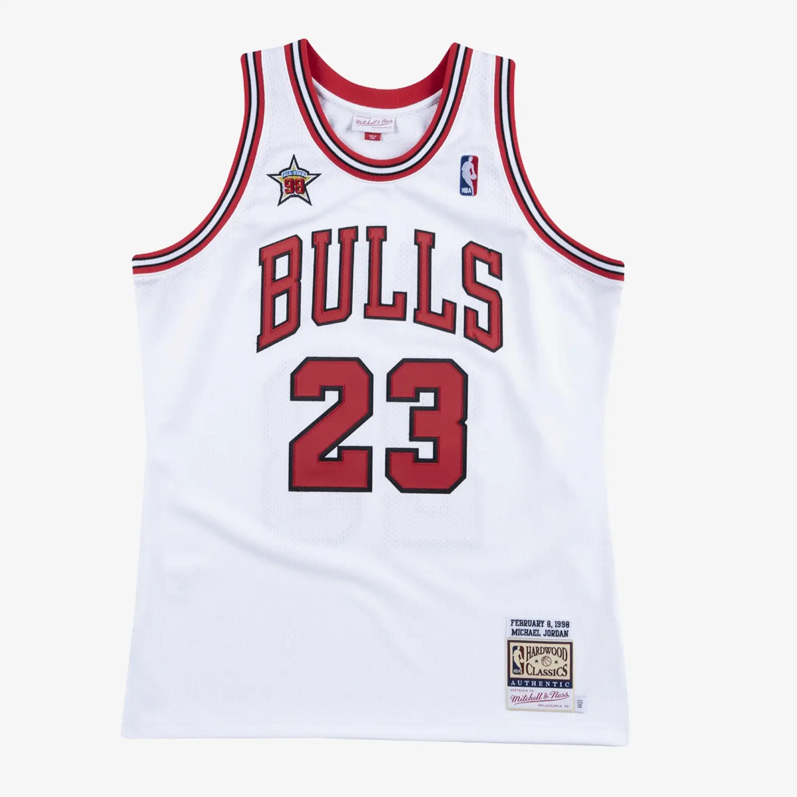 Michael Jordan Chicago Bulls 1998 White Authentic Jersey - Mitchell & Ness NBA Throwback, 90s Retro Basketball Jersey