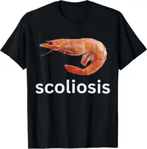 Men's "Scoliosis Shrimp" Distressed Grunge Style Funny Chronic Pain Meme T-Shirt