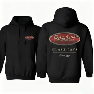 Peterbilt Black Hoodie – 2side Trucking Graphic Hoodie, Classic Logo Trucker Pullover, Semi Truck Vintage Hoodie, Unisex Trucker Apparel, Highway Hauler Outfit