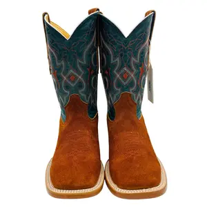 Dark Copper Roughout Square Toe Cowboy Boots 262363