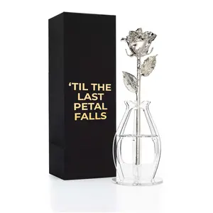 "'Til The Last Petal Falls" Personalized Silver Forever Rose Combo with Bloom Box & Phantom Vase™ Combo