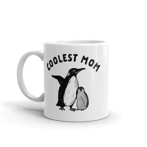 Coolest Mom Penguin Mug Cute Mother's Day Chilly Animal Graphic Novelty Coffee Cup - 11oz Funny Coffee Mugs Ceramic Printed Drinkware Cup