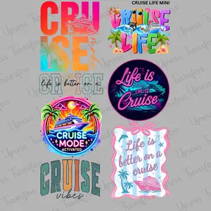Cruise Life Mini DTF Transfer Gang Sheet 24.5" x 36" Direct To Film for DIY Enthusiasts Vibrant Custom Options Cozy Handmade Aesthetic Pink Green Christmas Design