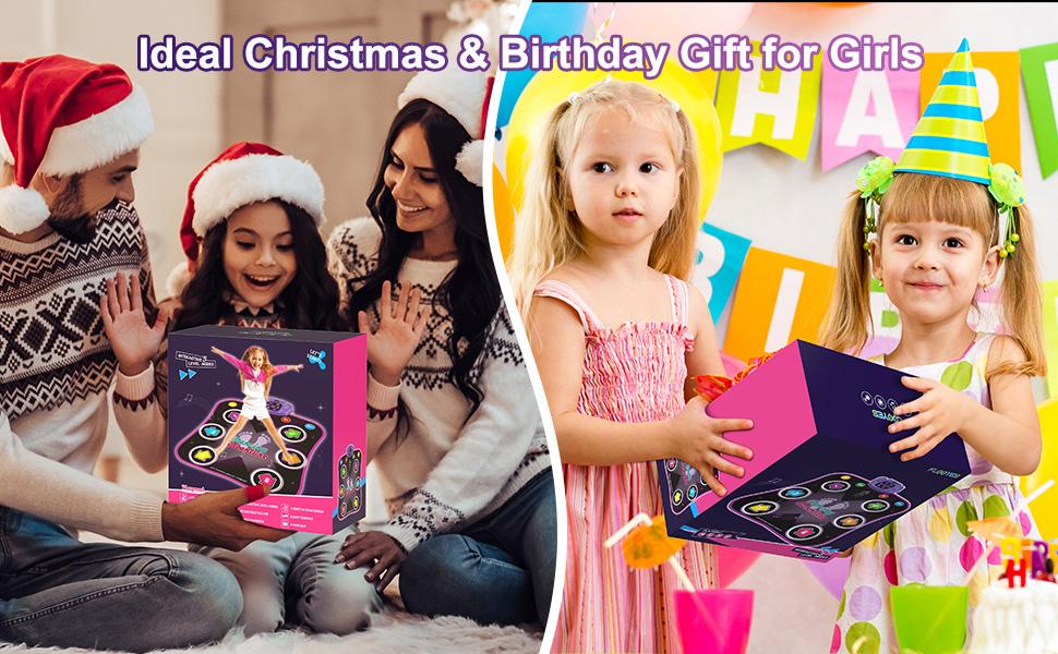 Flooyes Dance Mat Toys for 3-10 Year Old Girls, Electronic Dance Game Toy with LED Lights, Music Dance Toy with 6 Button, Birthday Xmas Gifts for 3 4 5 6 7 8 9 10+ Year Old Girls Boys