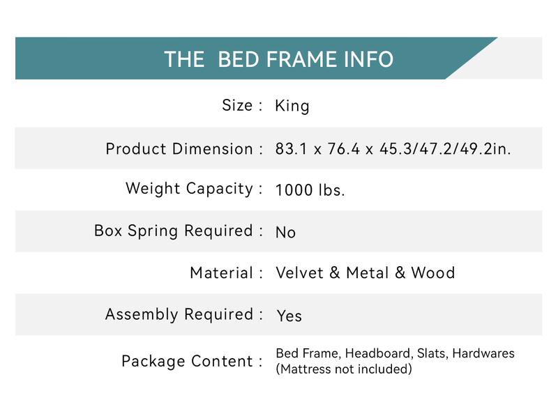 HOOMIC Adjustable Velvet Upholstered Platform Bed Frame【Frame Only No Mattress】Diamond Button Tufted Tiara Headboard with Wood Slat Support,No Box Spring Needed,Full/Queen/King