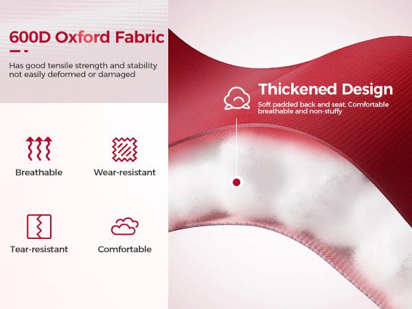 PHI VILLA Heavy-Duty Oversize Camping Chair Round Moon Saucer Chair Padded Folding Chair with Cup Holder and Carry Bag, Red