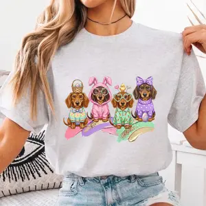Easter Dachshund T Shirt, Cute Bunny Dog Graphic Tee, Dog Mom Easter Sweatshirt, Funny Doxie Spring Outfit, Pastel Easter Puppy Top