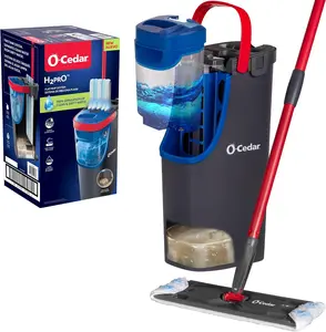O-Cedar H2PrO Flat Mop System with Dual Tanks and Washable Microfiber Pad