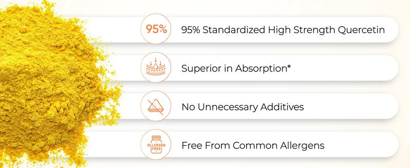 【Sandhus】Quercetin Improves Blood Flow, Heart, Immune, Joint Healthy & Respiratory System, Vegetarian Capsules 120 Count