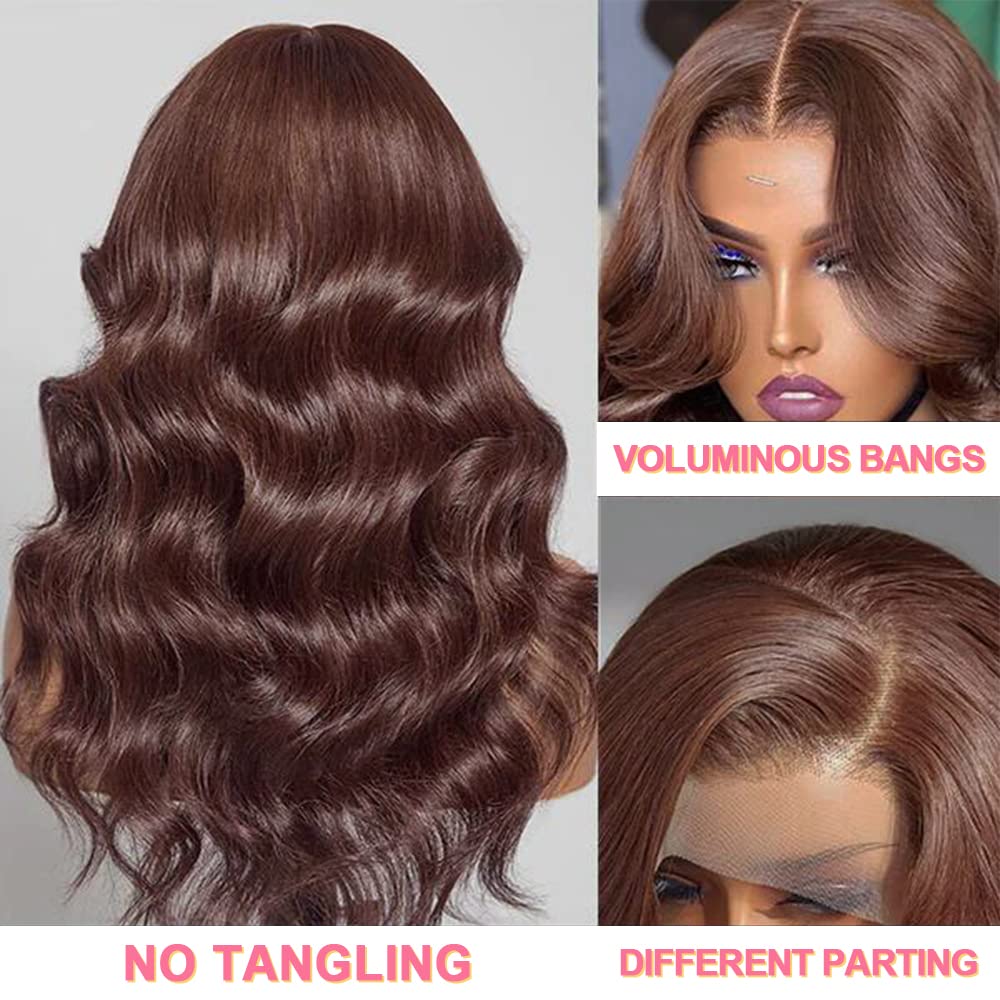 Bling Hair Body Wave 13x6 13x4 HD Transparent Lace Front Wig Natural Black Hot Red and Chocolate Brown Color Wig Pre Plucked 99J Burgundy and Reddish Brown Lace Frontal Human Hair Wigs For Women 180% Density