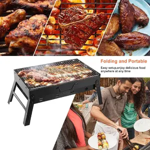 Ultra-Lightweight Folding Charcoal Grill, Portable Stainless Steel BBQ Roaster with Carry Handle for Camping, Backyard Tailgating & Small Space Outdoor Cooking for 4-6 People