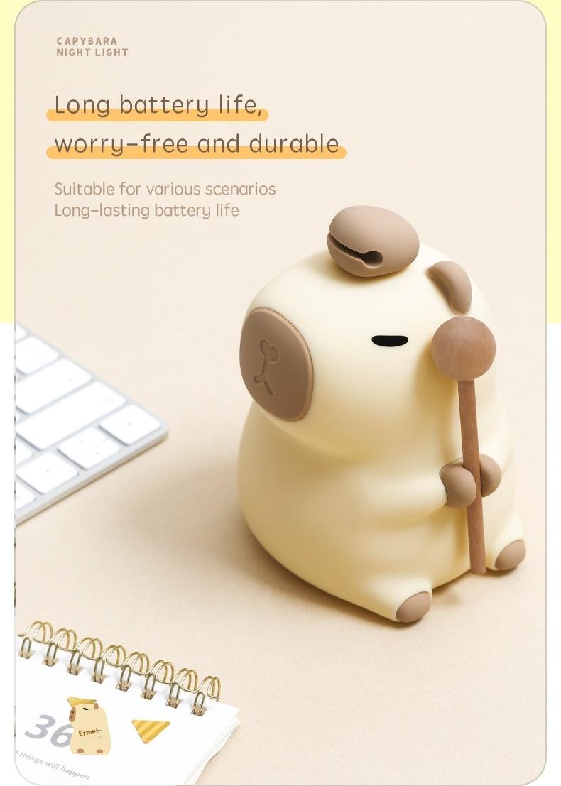 Adorable Capybara Night Light Lamp-Soft Silicone,Rechargeable, Perfect Bedroom Decor & Gift for Kids/Adults Adorable Capybara Night Light Lamp-Soft Silicone,Rechargeable, Perfect Bedroom Decor & Gift for Kids/Adults