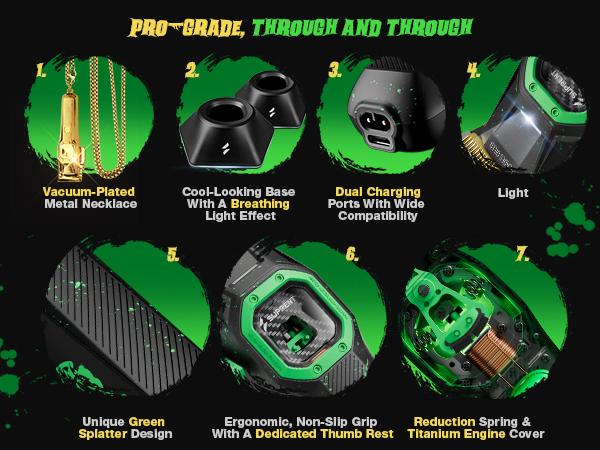 Suprent FANGS Vector Clipper – 13,000 RPM AI Controlled Motor Unique U-Shape Blade- Dual Mode Lever LED Light- Professional Hair Trimmer for Barbers-Gift for man