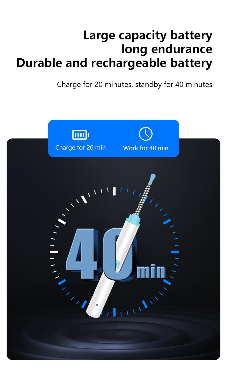 Silicone Ear Hygiene Set, HD Visual Earwax Removal Tool with Camera, 1296P HD Camera Ear Cleaner, Compatible with iPhone and Android Phones, Springtok, Spring Gift Set