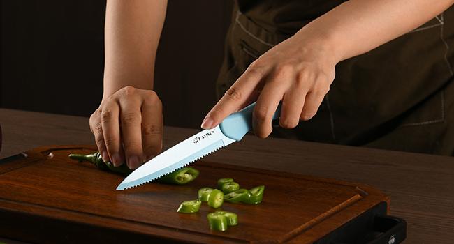 14 Pieces Blue Kitchen Knife Block Set , Anti-Rust Color Titanium Coated Carbon Steel, 12 Knives with Kitchen Shears and Block, Dishwasher Safe,TikTokShopBlackFriday