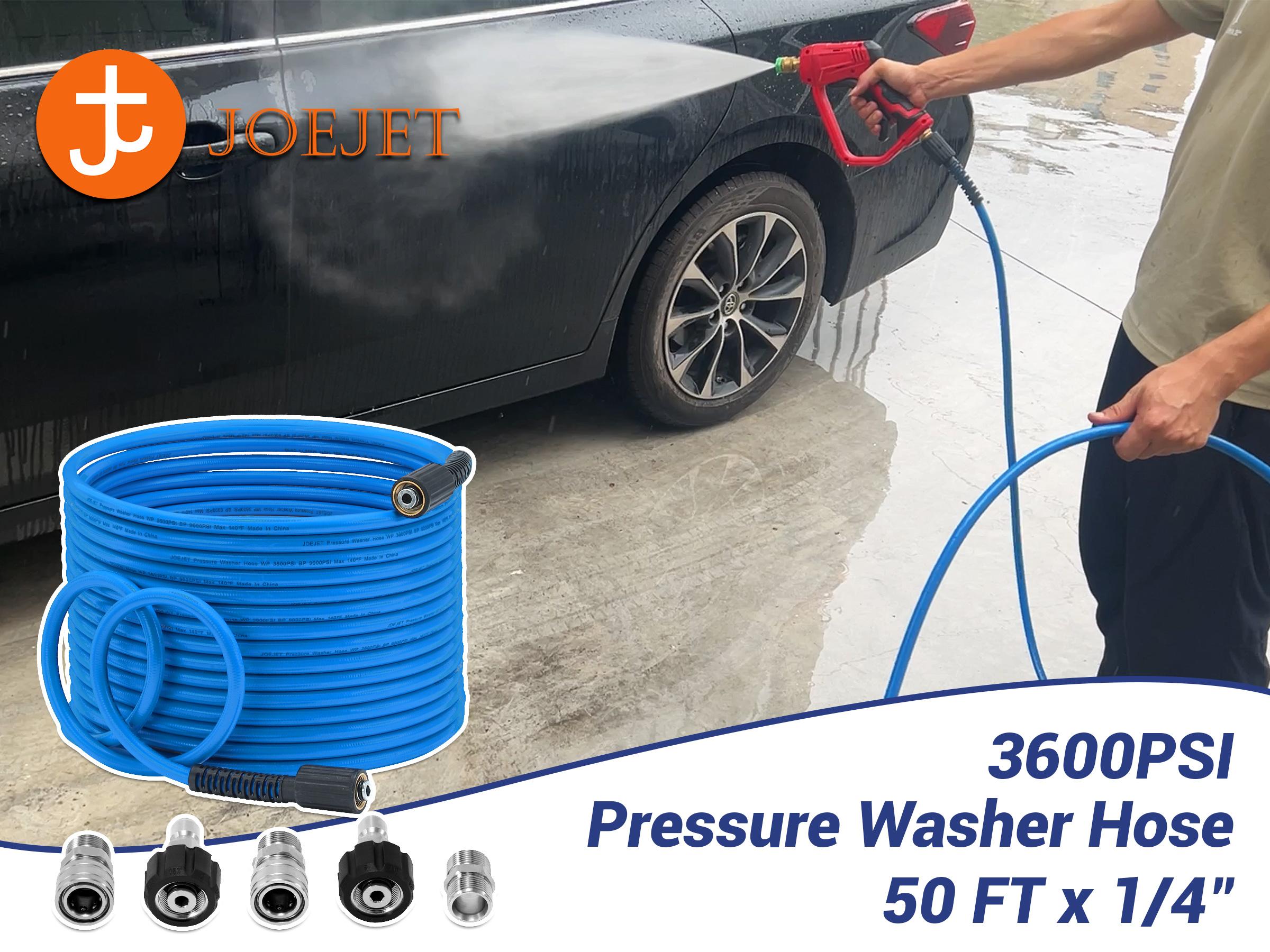 JOETET Pressure Washer Hose 1/4”, Kink Resistant Power Washer Hose, High Pressure Replacement Hose, Compatible with M22 Fittings Stainless Steel, 3600 PSI, Blue, ChristmasGift