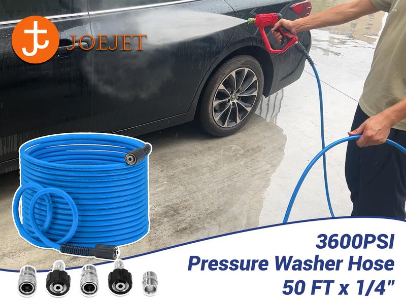 JOETET Pressure Washer Hose 1/4”, Kink Resistant Power Washer Hose, High Pressure Replacement Hose, Compatible with M22 Fittings Stainless Steel, 3600 PSI, Blue, ChristmasGift