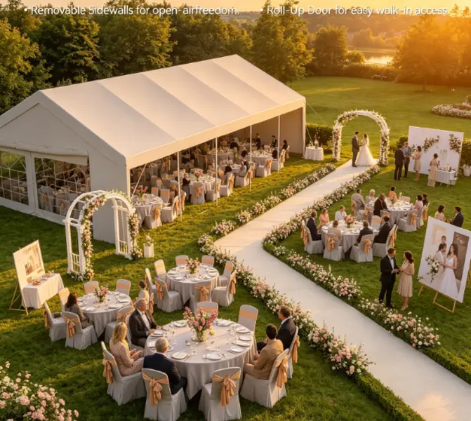 Aoxun Sturdy Rectangular 20x40 Easy Setup Party Tent Canopy [Ships in 3 Packages], Waterproof Outdoor Events Tent with Removable Sidewalls & Easy Access Roll-up Door, Heavy-Duty Steel Frame for Large Group Weddings, BBQ, White, Event Tent