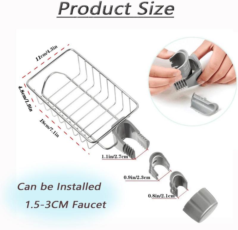 3in1 Kitchen Faucet Organizer Rack - Sponge Holder, Scrub Daddy Sponge, Dish Brush Stand, Soap Holder, Stainless Steel Multifunction Sink Caddy kitchen sink sponge holder 3in1 Kitchen Faucet Organizer Rack - Sponge Holder, Scrub Daddy Sponge, Dish Brush Stand, Soap Holder, Stainless Steel Multifunction Sink Caddy kitchen sink sponge holder