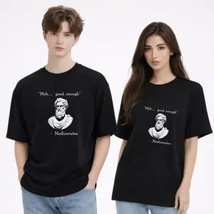 Funny Mediocrates Philosopher T-Shirt | Meh Good Enough Graphic Black Tee | Sarcastic Greek Statue Top | Viral Intellectual Humor Unisex Casual Tee | Premium Soft Cotton Apparel