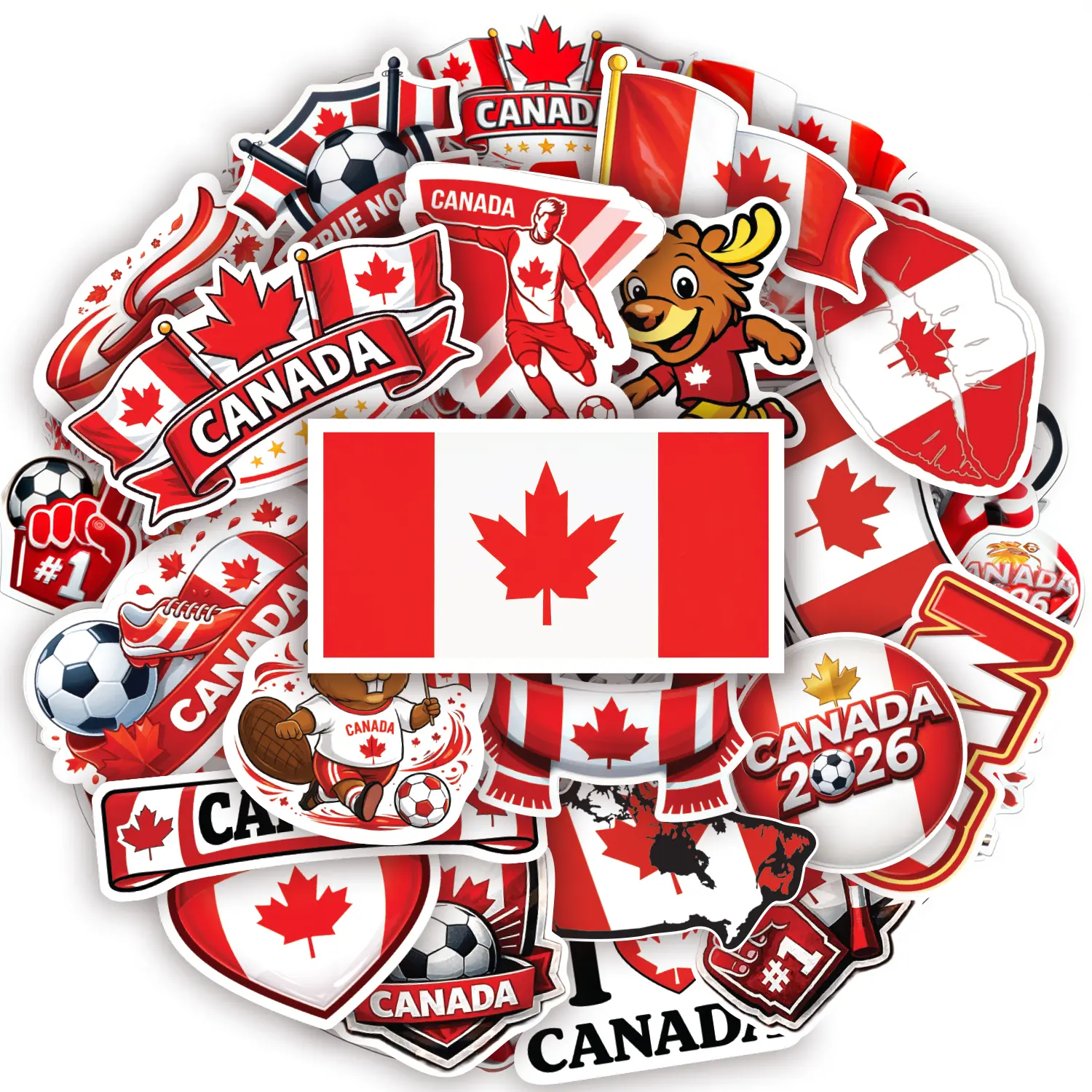 200 Pieces Canada Flag Stickers – World Country Flags Vinyl Decals, Waterproof Stickers for Laptop, Water Bottle, Phone, Luggage & Travel
