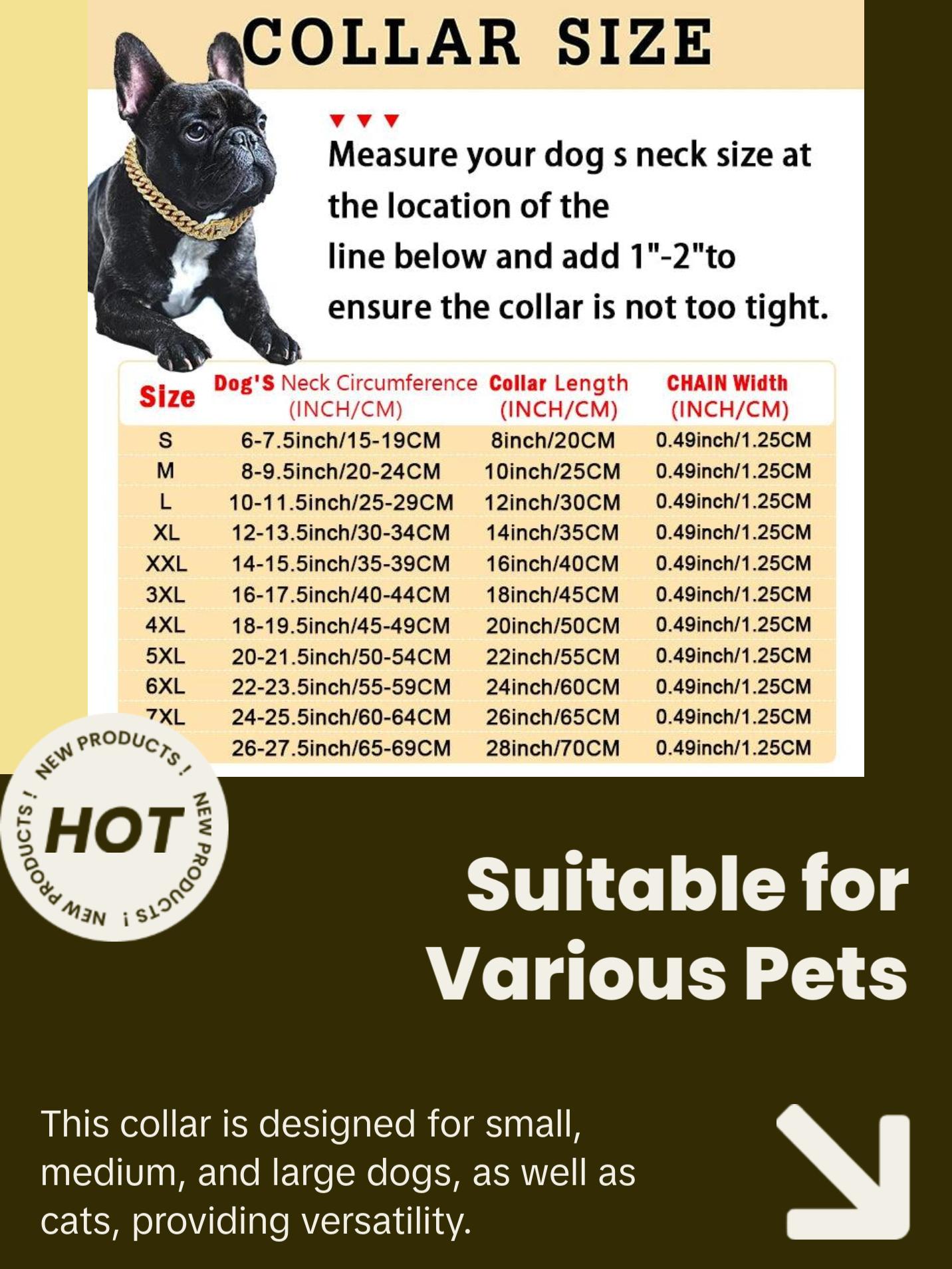 Diamond Cuban Dog Collar with Secure Buckle - Available in Multiple Sizes and Colors Diamond Cuban Dog Collar with Secure Buckle - Available in Multiple Sizes and Colors