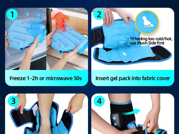 Ankle Foot Ice Pack Wrap, Reusable Gel Hot Cold Relief Plantar Brace with Adjustable Compression for Foot Fatigue, Heel Discomfort, Gift for Men Women