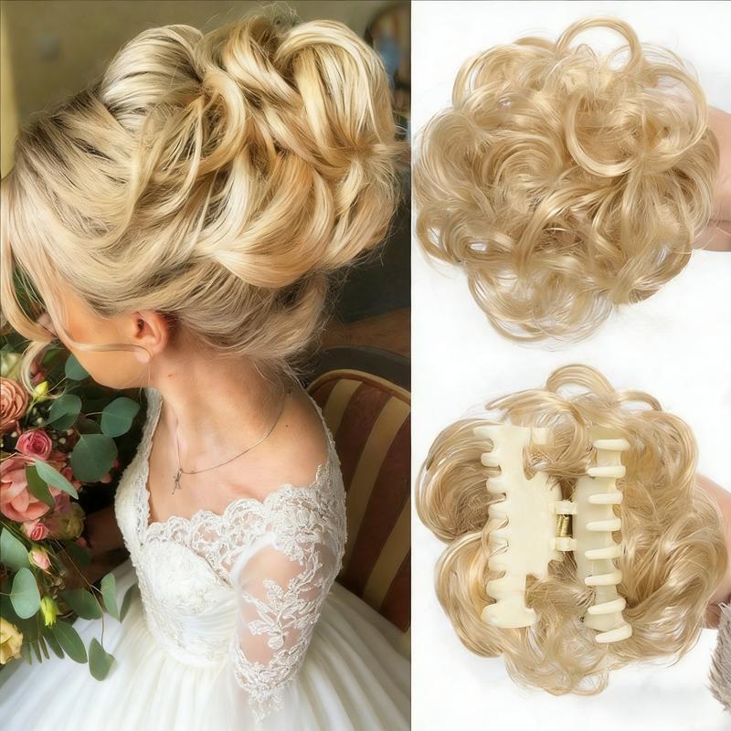 Flower bud head wig clip, lazy fluffy curling clip, back of head hair clip, natural fluffy wig, suitable for daily and holiday wear for women's wigs