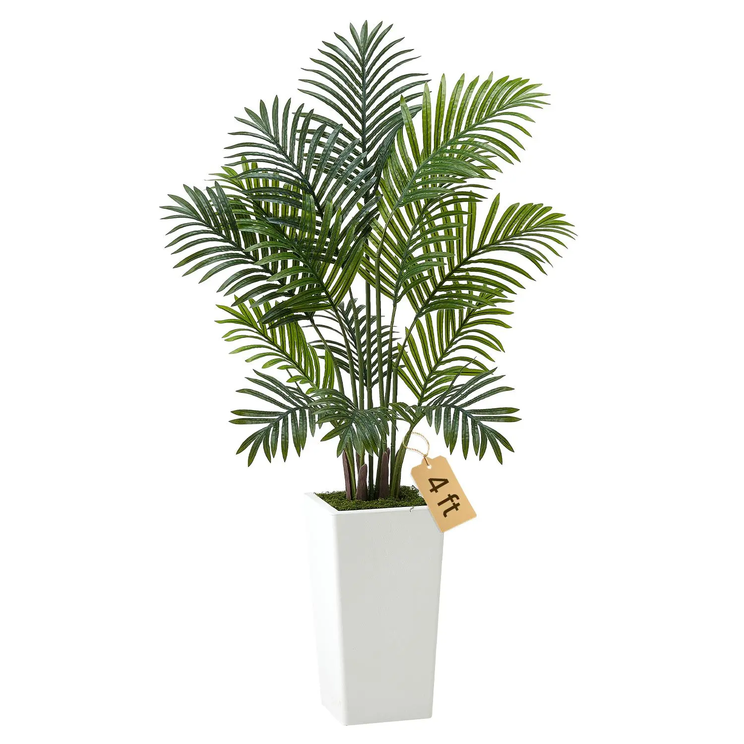 【SummerFinds】VEVOR Artificial Areca Palms 4 ft,  2 Pack Fake Palm Tropical Plants with White Tall Planter, Faux Floor Silk Plant in Pot, Large Tree for Home Office Living Room Decor House Warming, Indoor Outdoor
