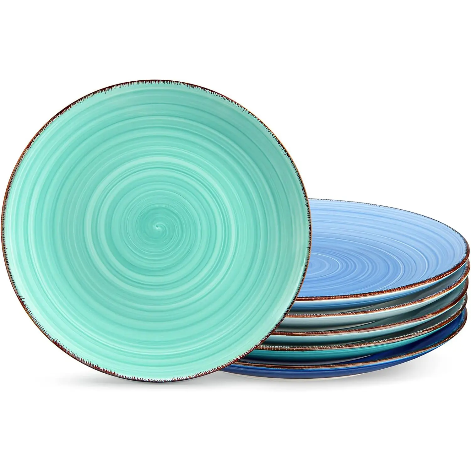 Vancasso Bonita Rainbow Ceramic Dinnerware Plate Set - Vibrant Multi-Color 10.5" Plates, Set of 6, Perfect for Every Meal, Microwave & Dishwasher Safe