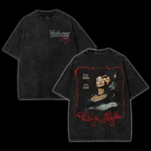 Retro Vintage Wuthering Heights Graphic Shirt – Gothic Literature Classic Novel Washed Cotton T-Shirt, Double Side Print Oversized Tee, 90s Dark Academia Aesthetic Streetwear, Y2K Grunge Washed Shirt, Book Lovers Merch, Gift for Literature Fans