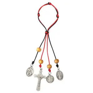 Colgante de medalla de san benito, amuleto catolico de proteccion, de santos con crucifico para hombres y mujeres, espejo retrovisor de automovil, decoracion de hogar