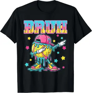 Baseball Style Youth Drip Softball Boys T-Shirt - Crewneck Men Women Youth Boys Girl T-shirt Cotton Fabric