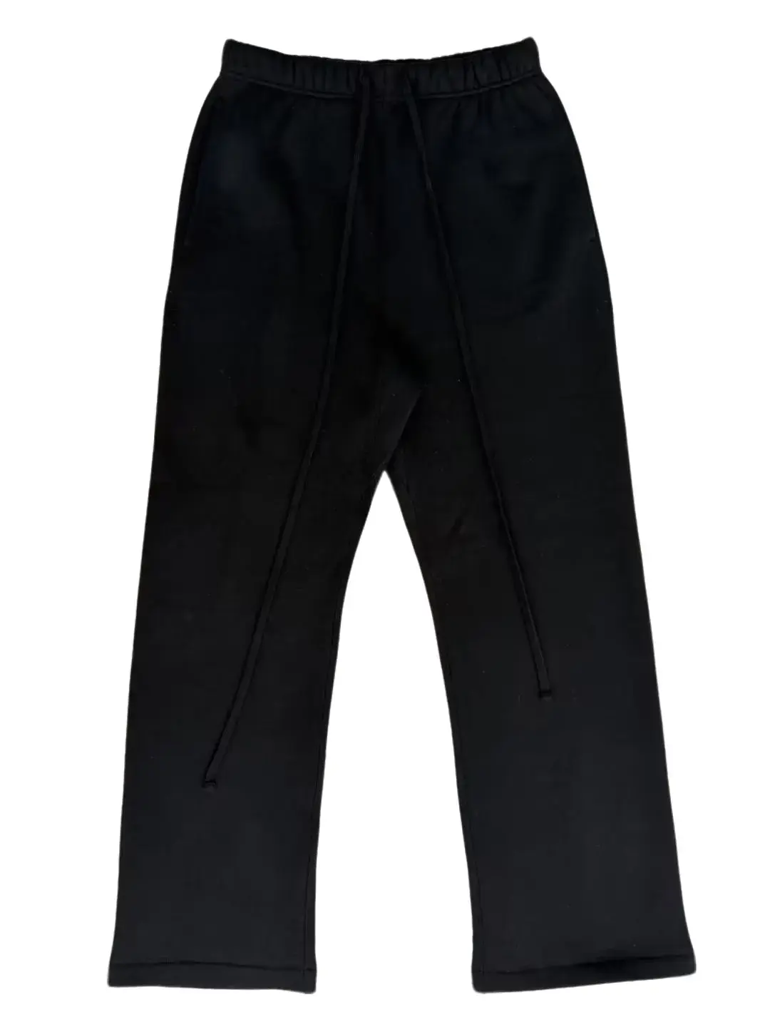 Men's All Black Uncuffed Jogger Sweats - Loose Relaxed Fit Stylish Soft Sporty Workout Joggers with Side Pockets, Drawstring for Gym, Travel, Loose Fit Joggers