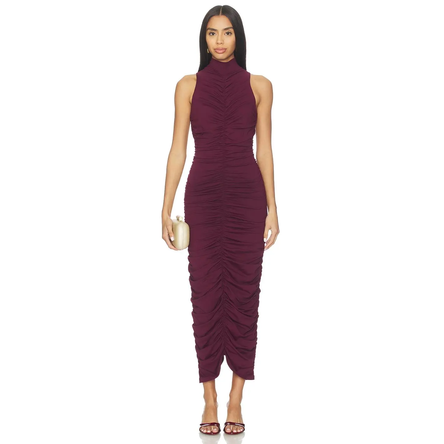 Susana Monaco Carryover Gathered Mocked Center Dress in Port
