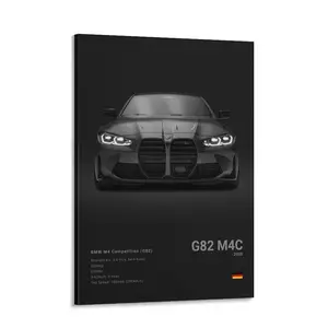 Supercar Canvas Painting Retro Racing Poster for Men's Room Decoration Male Dormitory Aesthetic Gift BMW M4 Competition  M4C