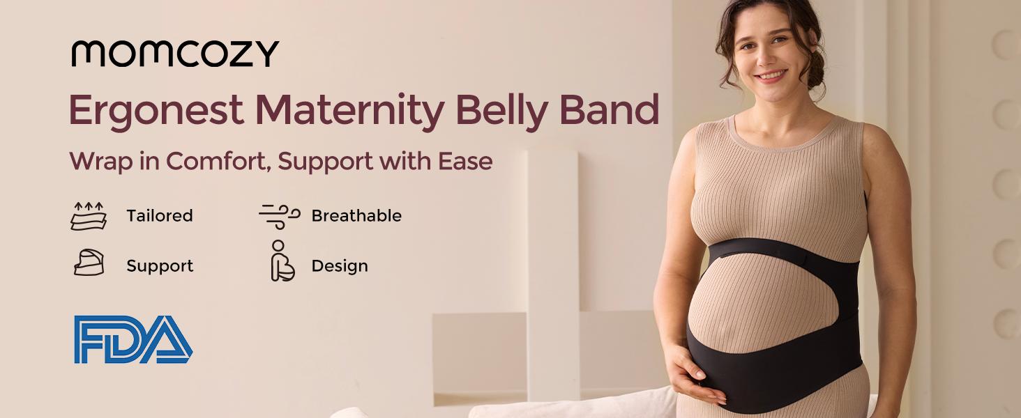 Momcozy CozySupport Ergonest Maternity Belly Band - 360° Support, Invisible Design, Adjustable for All Stages of Pregnancy, Thoughtful Gift for New Pregnant Moms,-【B】
