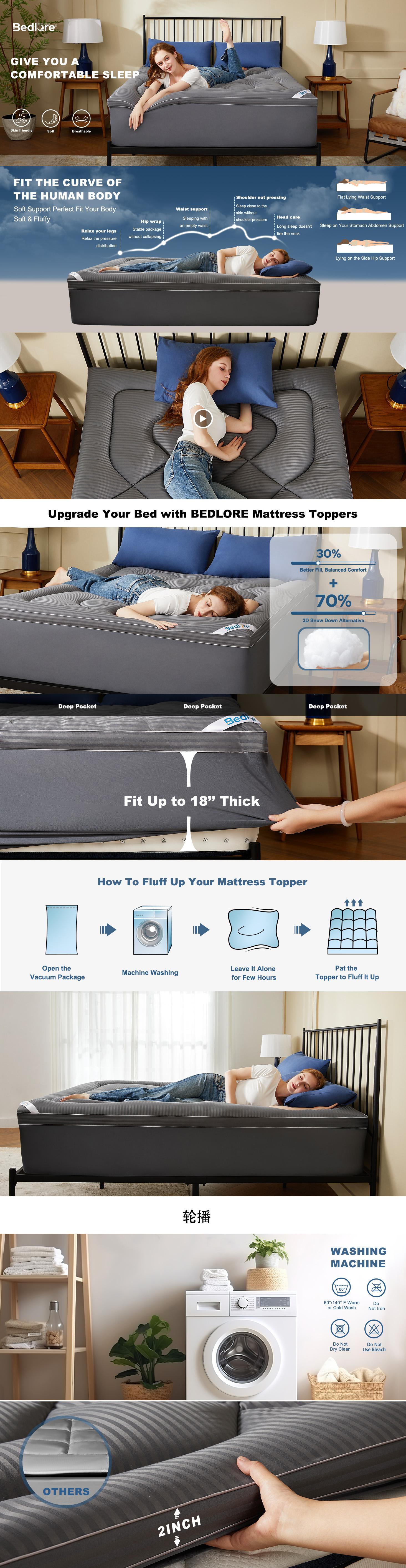 SpringGlowUp【BEDLORE】Mattress Topper, Chinese Knot Pattern, Thick Pillow Top Pad for Back Pain Relief, Cooling Soft Mattress Cover with Deep Pockets 6-18 inch SpringGlowUp【BEDLORE】Mattress Topper, Chinese Knot Pattern, Thick Pillow Top Pad for Back Pain Relief, Cooling Soft Mattress Cover with Deep Pockets 6-18 inch