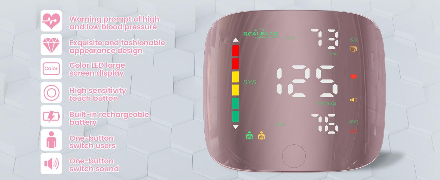 Ziqing Wrist Blood Pressure Monitor - LED Display, Touch Screen Cuff, 99x2 Reading Memory, Carrying Case for Home Healthcare, Daily Use, Mens Gifts