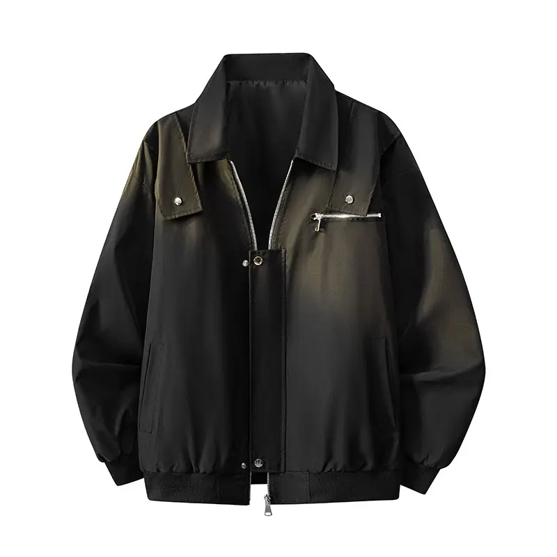 Men’s Stylish Utility Aviator Coat - Menswear Windproof Jacket with Multiple Zippered Pockets, Plain Casual Lapel Top for Everyday & Streetwear, Coats