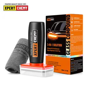 XPERTCHEMY 3-IN-1 Glass Film Remover Solution - Ultimate Oil Film Remover, Water Repellent & Anti-Fog for Glass, Integrated Fluid Applicator, Fast Cleaning, Compact and Easy To Cary decontaminationwithouttraces All-in-One Windshield Eraser Kit