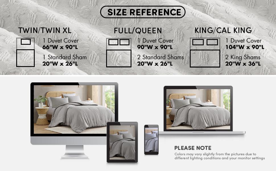 Dotted Textured Duvet Cover Set, Ultra Soft Duvet Cover, Standard Shams, Machine Washable, Solid Color