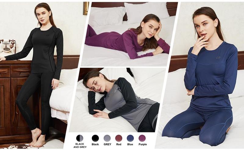Women's Thermal Underwear Set - Fleece Lined Base Layer Top & Bottom for Skiing, Cold Weather Long Johns Winter Thermal Set, Soft Brushed Interior Women's Thermal Underwear Set - Fleece Lined Base Layer Top & Bottom for Skiing, Cold Weather Long Johns Winter Thermal Set, Soft Brushed Interior