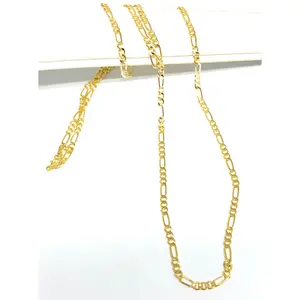 14k Solid Gold Figaro Chain 18-24 inches 2.2mm (Semi-Hollow Style)